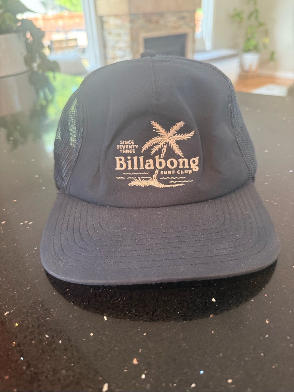 Billabong Surf Club Navy Trucker Hat with Cream Palm Logo